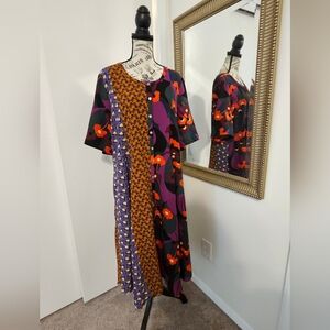 LOGO by Lori Goldstein Asymmetrical Dress in Purple, Orange, and Black
